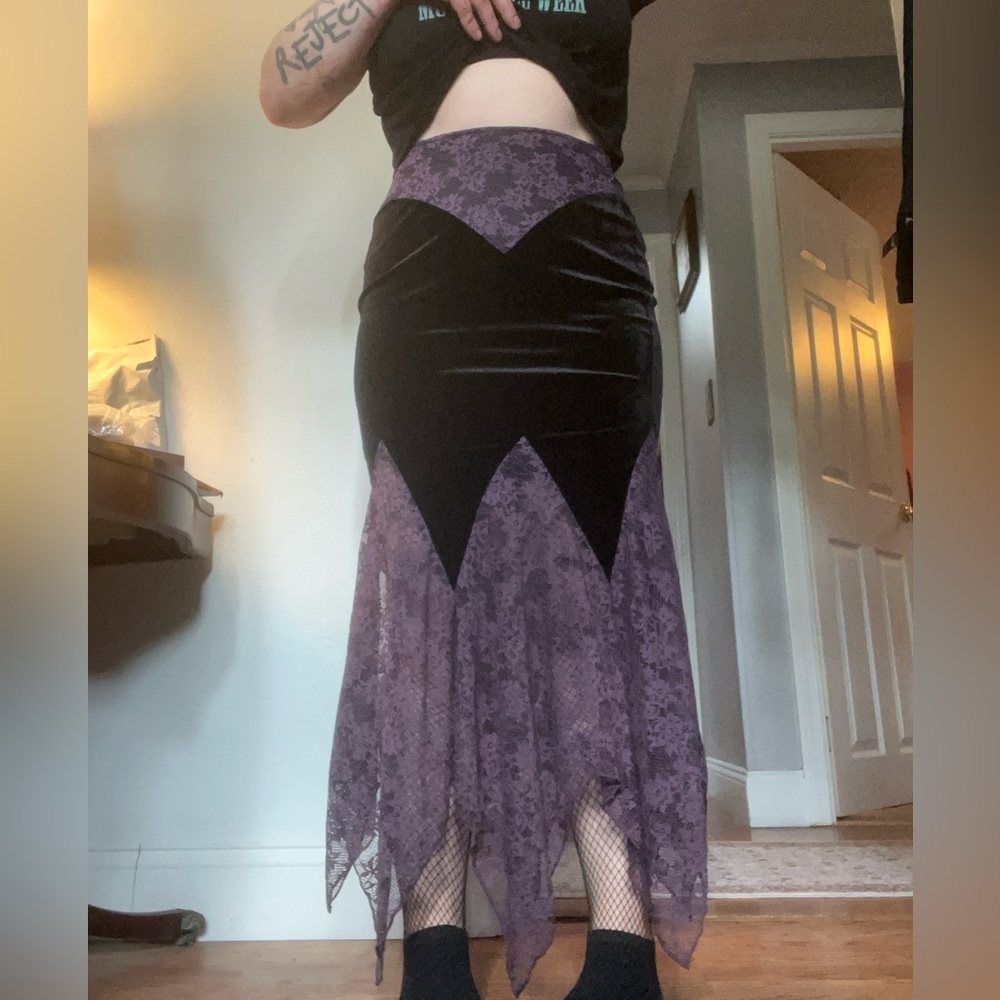 Beautiful long skirt with gorgeous purple lace.